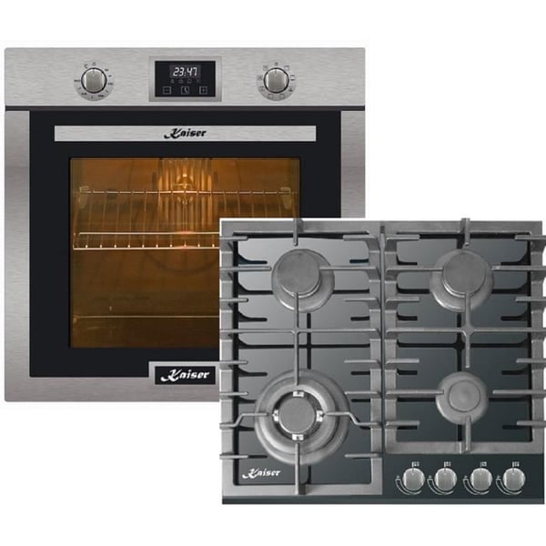 Kaiser Fyrset EH 6323 + KCG 6383, Autonom, Inox, Elektrisk ugn + gasspis 60 cm