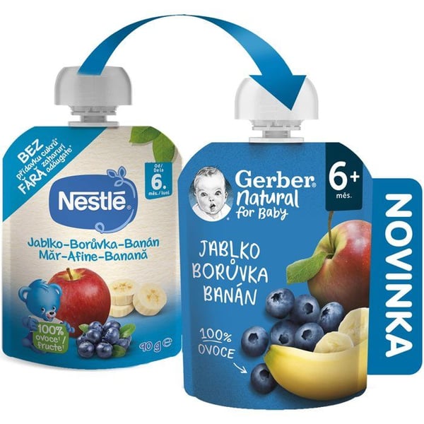 GERBER Naturlig kapsel äpple, blåbär och banan 16×90 g