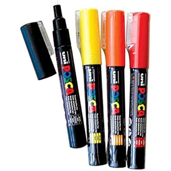 Markörer - UNI-BALL - Set PC 1M Basic - Paket med 8 - Fin spets 1 mm - Ogenomskinlig