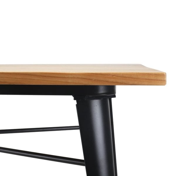 Rektangulärt bord 140x80 cm – Skiva i ljus massivt trä och ben i matt svart metall – Industriell stil