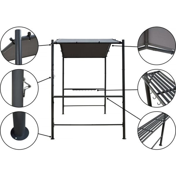 Pergola grilltak - UV- och rostskyddad metall - Antracit - 277x149x232 cm