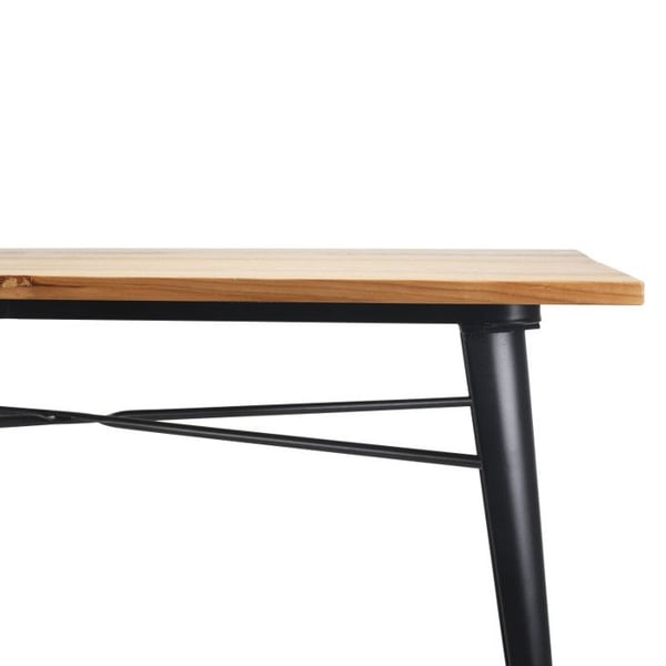 Rektangulärt bord 140x80 cm – Skiva i ljus massivt trä och ben i matt svart metall – Industriell stil