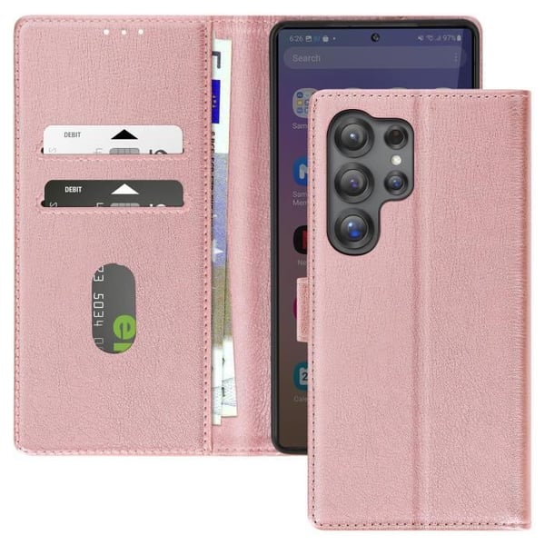 Telefonfodral - Samsung - S25 Ultra - Plånbok - Rosé Champagne - Videostöd