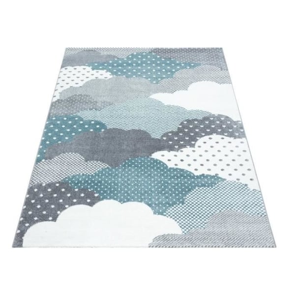 Matta - Barn - Moln - Blå - Grå - 120x170 cm - Polyester