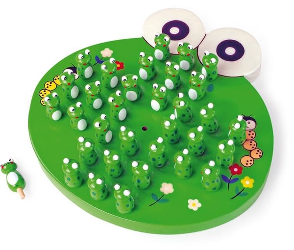 Wooden Frog Solitaire brætspil - LEGLER - Fra 6 år - 34 bønder