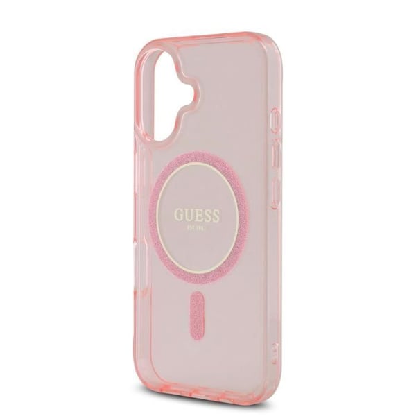 Coque för iPhone 16 MagSafe med Glittrande Cirkel Guess Rosa