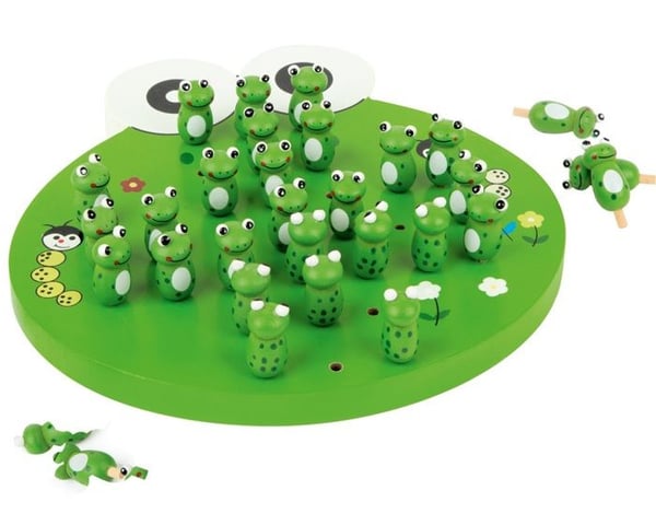 Wooden Frog Solitaire brætspil - LEGLER - Fra 6 år - 34 bønder
