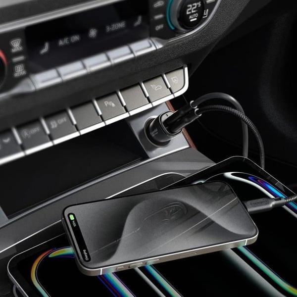 Biloplader - SPIGEN - ArcStation Essential EV502 - 2x USB-C PD - 50 W - Sort