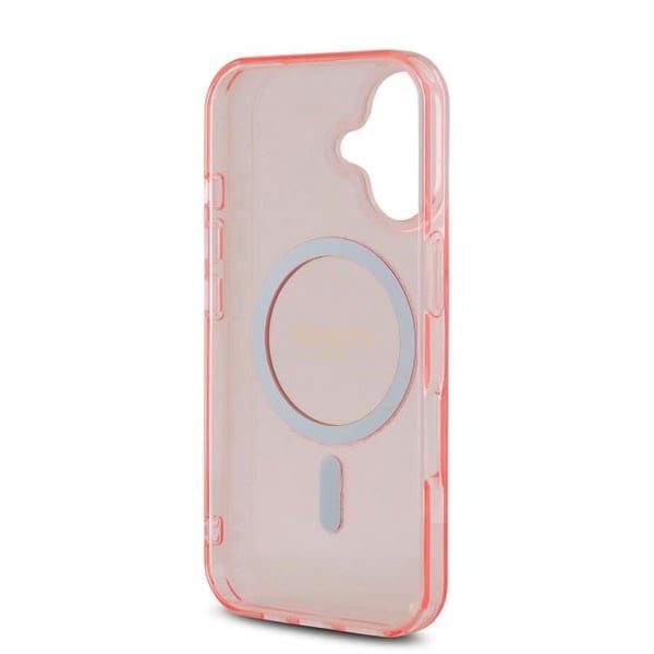 Coque för iPhone 16 MagSafe med Glittrande Cirkel Guess Rosa
