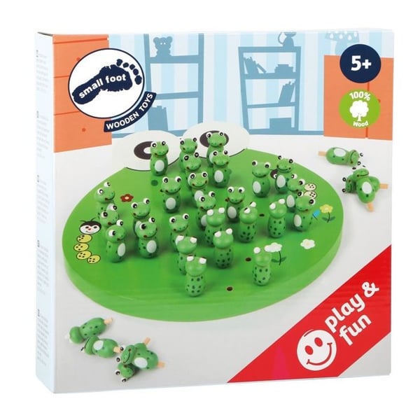 Wooden Frog Solitaire brætspil - LEGLER - Fra 6 år - 34 bønder