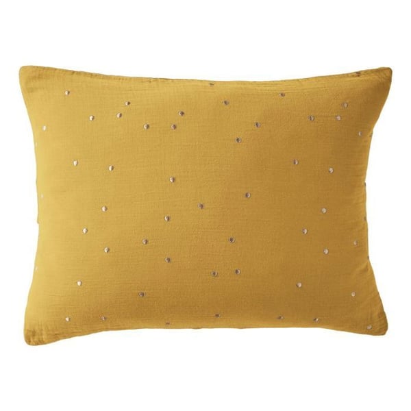 Taie d'oreiller Pois Doré Déco "Gaïa Chic" 60 x 60 cm & 50 x 70 cm "Gaze de Coton" - Gaïa Chic Safran - 50 x 70 cm