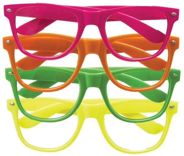 Glasögon - LILLA CLOWNEN - re22673 - Set om 4 par - Fluo - One size vuxen
