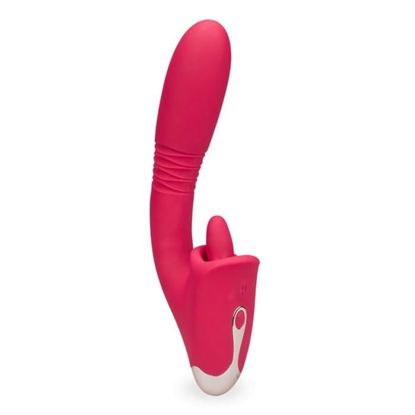 Automatisk rabbit vibrator med fram- och tillbakaslag, handsfree och Flore-tunga - Röd