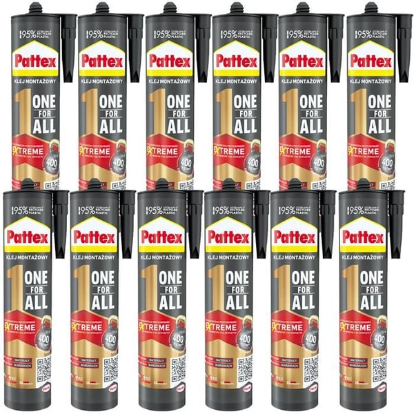 Monteringslim - Pattex - One For All - Hög omedelbar vidhäftning - Paket om 12x440g - Alla material