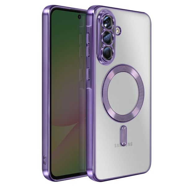 Coque för Galaxy A56 Kompatibel med MagSafe med Lila Kromkant