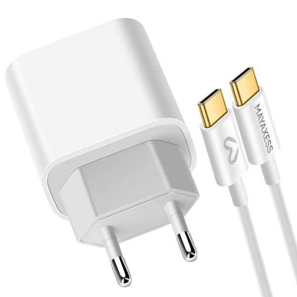 Laddare - MAYAXESS - iPhone 17 Air - 20W - USB-C-kabel 1m - Vit