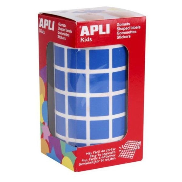 Apli Agipa - Fyrkantiga klistermärken rulle 15 x 15 mm Blå x 2 832