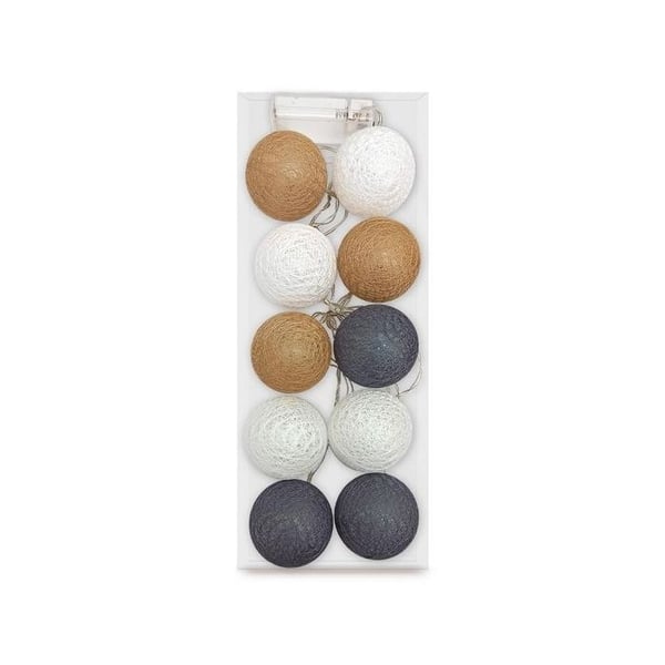 Senap Vit Grå Batteridriven LED Ball Garland