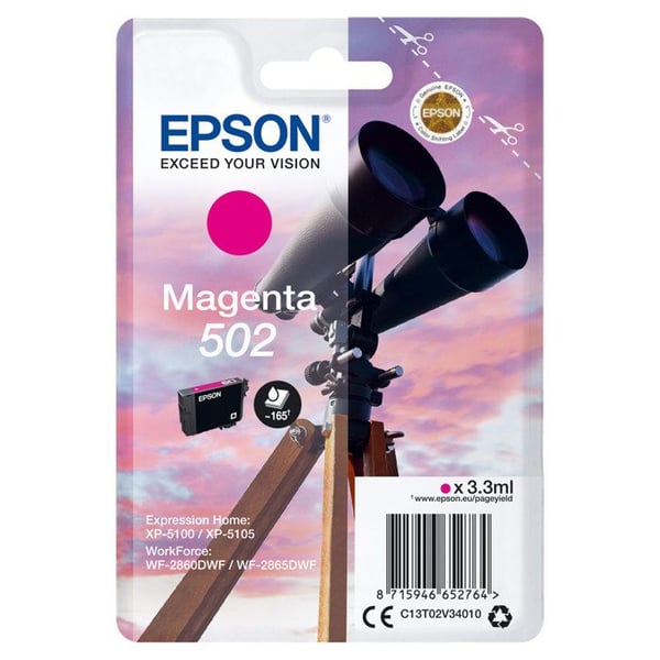 EPSON 502 bläckpatron - 3,3 ml - Magenta - Original - För XP-5100, WF-2860