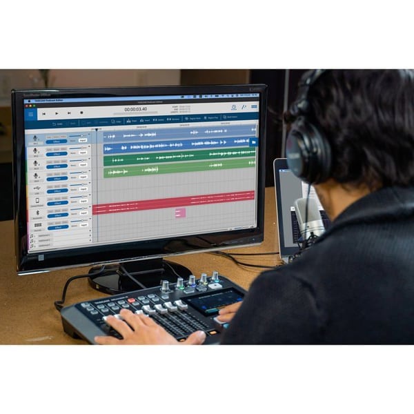Mixerkonsol - TASCAM - MIXCAST 4 - 4 Mikrofonsinputs - Multitrack Optagelse - Bluetooth