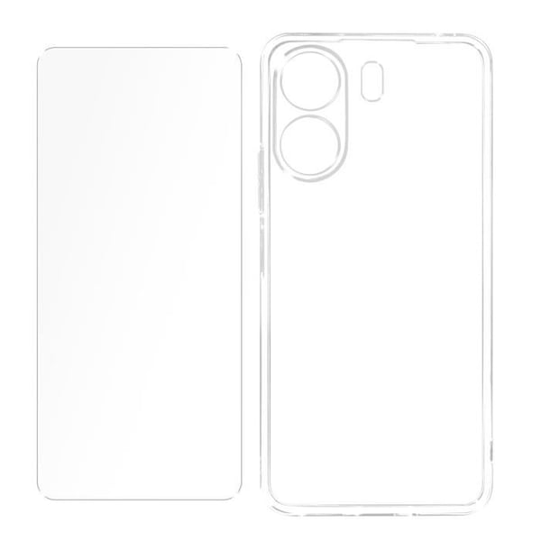 Fodral till Xiaomi Redmi 13C - AVIZAR - Transparent - Silikongel och härdat glas