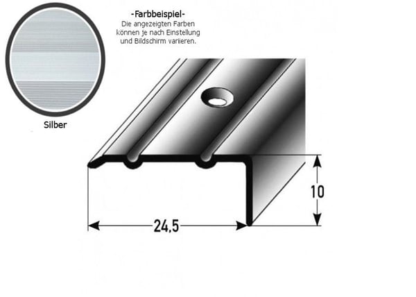 Cornière 10 x 24,5 x 1200 mm Typ 88 89 Anodiserad aluminium silverborrad