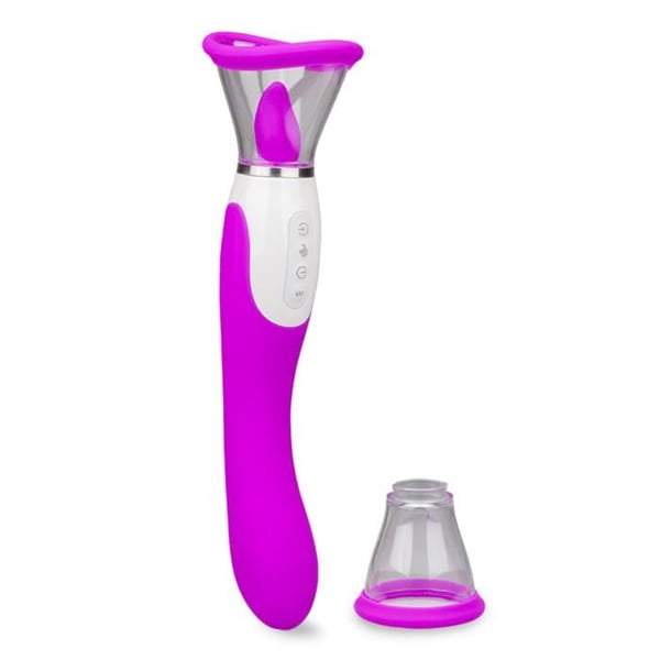 Vulvapump med tunga och vibrator Torch - Lila
