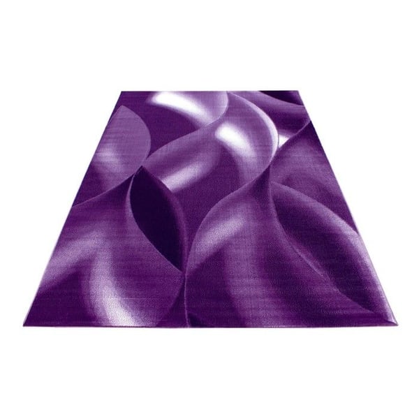 Moderna abstrakt vardagsrummatta svart lila vit optisk vågskugga (80x150 cm)