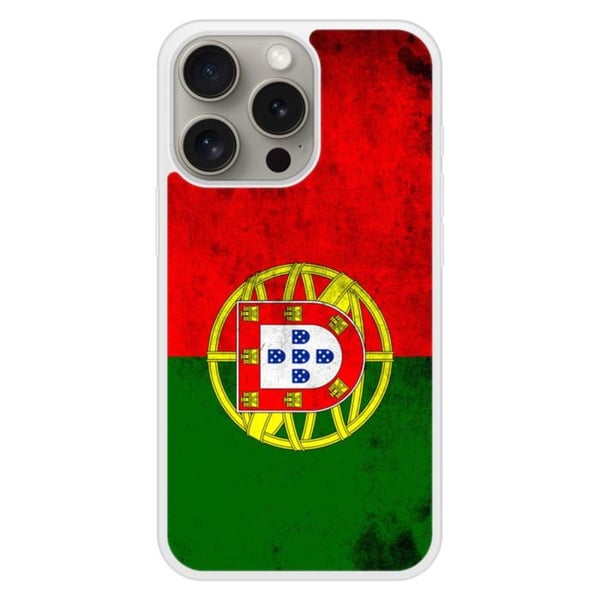 Skyddshölje i förstärkt silikon med tryck, kompatibelt med Apple iPhone 15 Pro, Portugals flagga