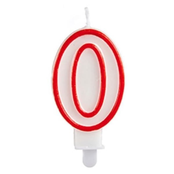 Födelsedagsljus - 0 - Vax - 7,5 cm - Röd/Vit