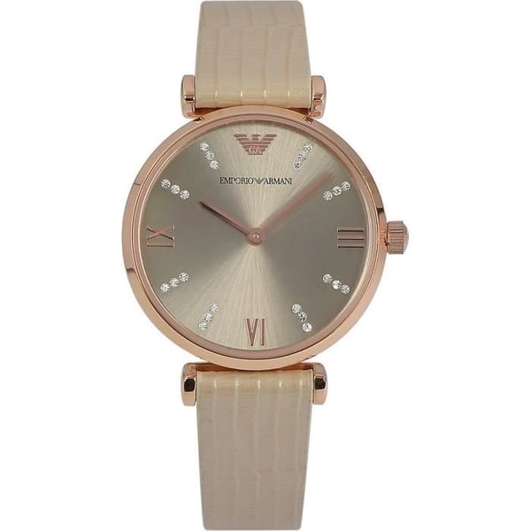 Damklocka - ARMANI - GIANNI T-BAR AR1681 - Kvarts - Lizard konstläder - Rund
