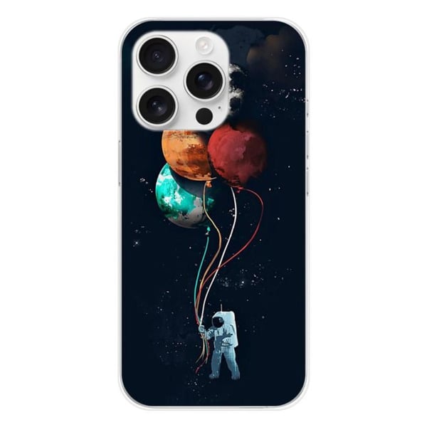 Tryckt silikonfodral som är kompatibelt med Apple iPhone 16 Pro Balloon Cosmonaut