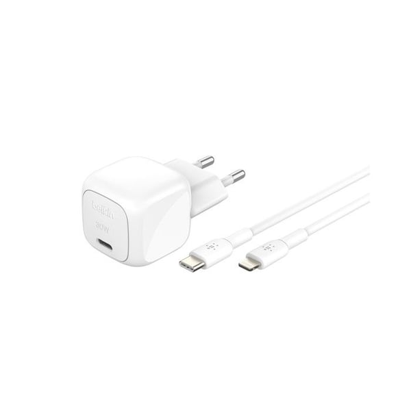 Belkin USB-C Snabbladdare 30W Vägg för iPhone iPad Samsung Galaxy Vit