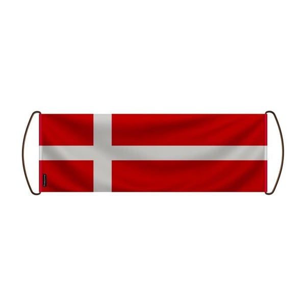 Scrollbanner – Danmarks flagga – 17 x 50 cm – Polyester – Handflagga – Pixelforma