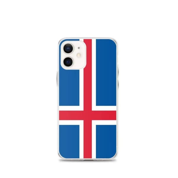 Mobilskal – Islands flagga – Kompatibel med iPhone 12 mini – Mjuk skydd – Slitstark och stötsäker – Silikon – Pixelforma