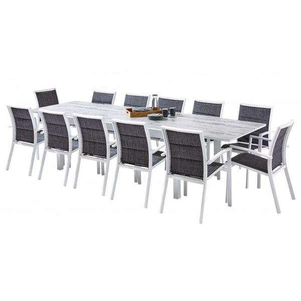 Trädgårdsmöbler Set ModuloWood T 8/12 + F 12 Deco Glas Trä Vit Wilsa Garden
