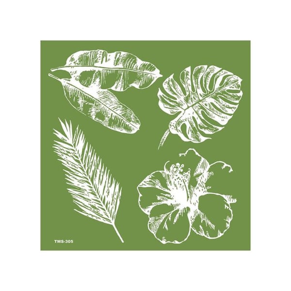 Pochoir - MEGACREA DIY - Naturblad - 15 x 15 cm - Återanvändbar - Tunt tyg