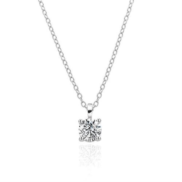Silverhalsband - AGATO - AGT-N023W - Klar kubisk zirkon - Justerbar längd 42-47 cm - Kvinna
