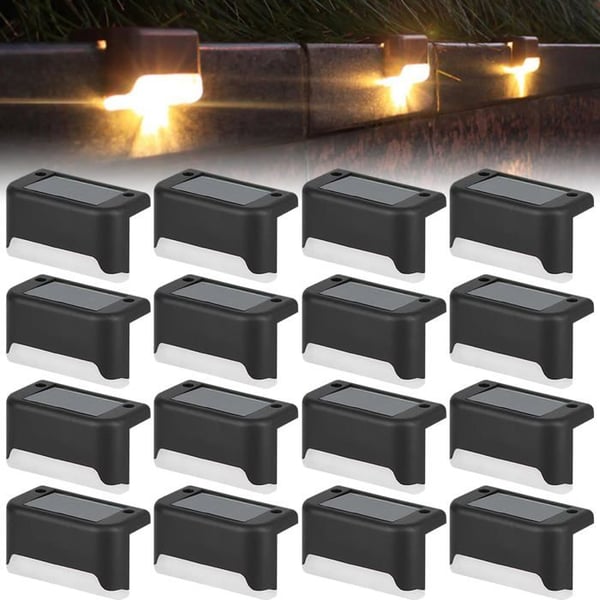 Solarlampor för trappor, 16-pack, vattentålig LED-utomhusbelysning för trappor, staket, altaner, rännor, vit