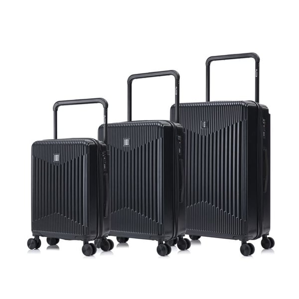 CELIMS Frankrike - Resväska Wide Trolley | Bagageset | 3 Delar | TSA-lås | Svart
