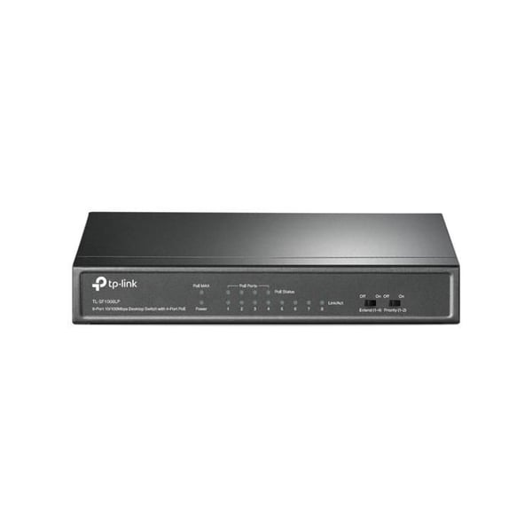 TPLINK TL-SF1008LP 8P Switch 4P PoE TL-SF1008LP 8-Port 10/100 Mbps Desktop Switch med 4-Port PoE 41W PoE budget