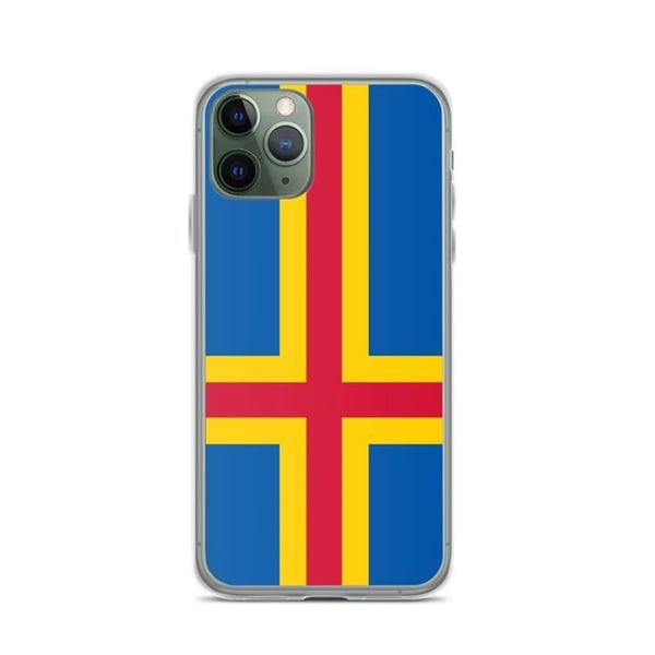 Telefonfodral – Ålands flagga – Kompatibel med iPhone 11 Pro – Mjuk Etui – Hållbar och Stöttålig – Silikon – Pixelforma