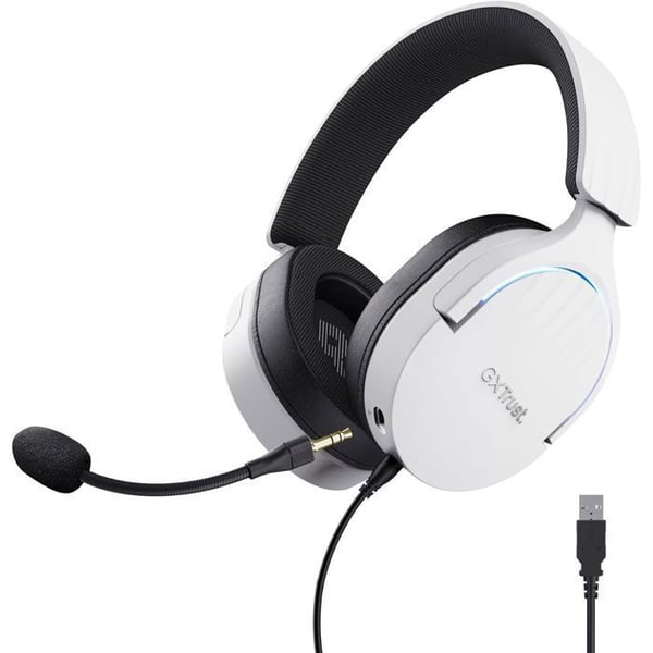 Spelheadset – TRUST GXT 490 Fayzo – USB – Surround 7.1 – Avtagbar mikrofon – RGB – PC/PS5 – Vit