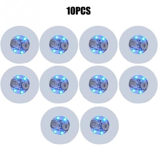 (10 st blå) Mini LED Light Up glasunderlägg, självlysande klistermärken för julflaska, nattklubb, bar, vas