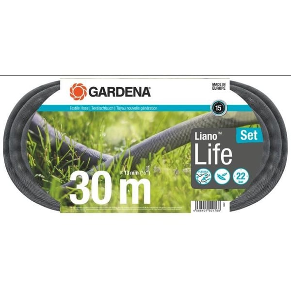 Liano™Life 30m slangesæt - GARDENA - Trykmodstand: 22 bar - Længde: 30 m int. 13 mm