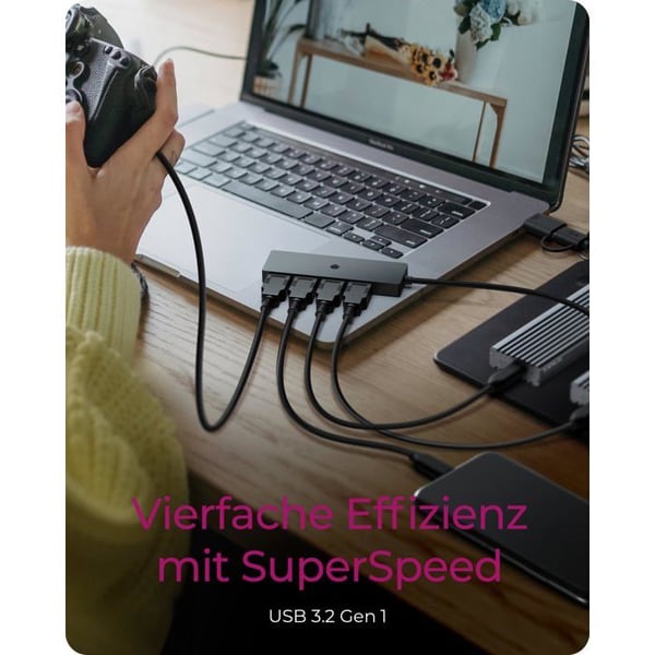 USB 3.0 Hub - ICY BOX - IB-HUB1424-C3 - 4 USB-A-portar - Kompakt design - Status LED