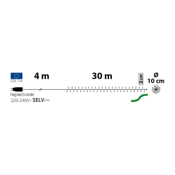 Mini BOA Guirlande 30m 1500 LED varm hvid 8 funktioner IP44