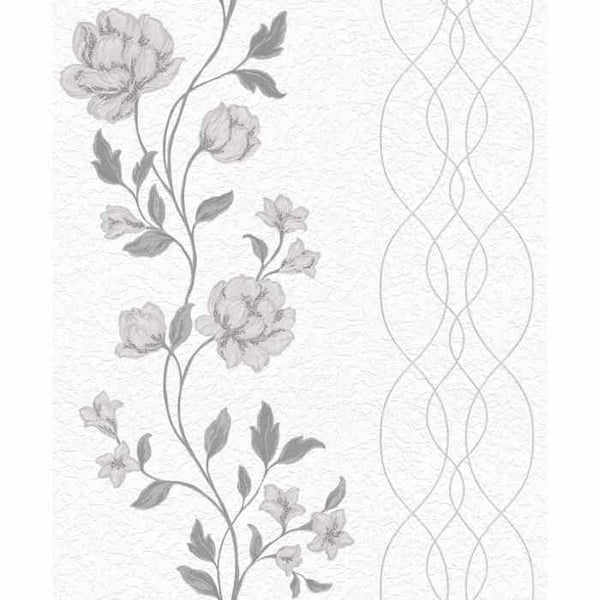 vinyl expanderad 10235-10 non-vävd tapet blommor floral 0.53 x 10.05 m Erismann Finesse grå