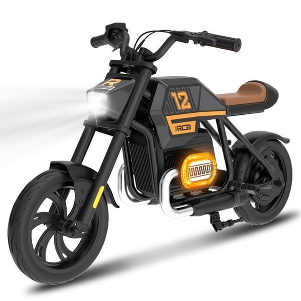 RCB Elmotorcykel för Barn R9, 12 Tum, 200W, 25km/h, Ambientljus, Från 4 År, Svart