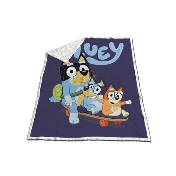 Rutig - AYMAX - Bluey På En Skateboard - Flerfärgad - 120 cm x 150 cm - Syntetisk